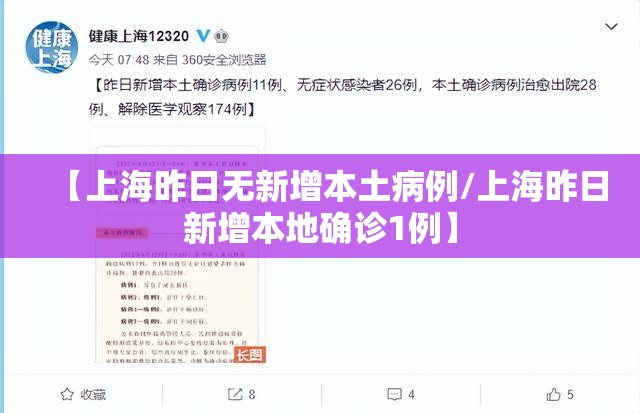 【上海昨日无新增本土病例/上海昨日新增本地确诊1例】 【上海昨日无新增本土病例/上海昨日新增本地确诊1例】
