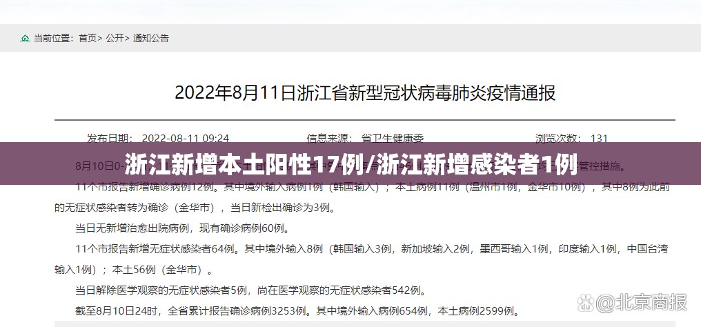 浙江新增本土阳性17例/浙江新增感染者1例 浙江新增本土阳性17例/浙江新增感染者1例