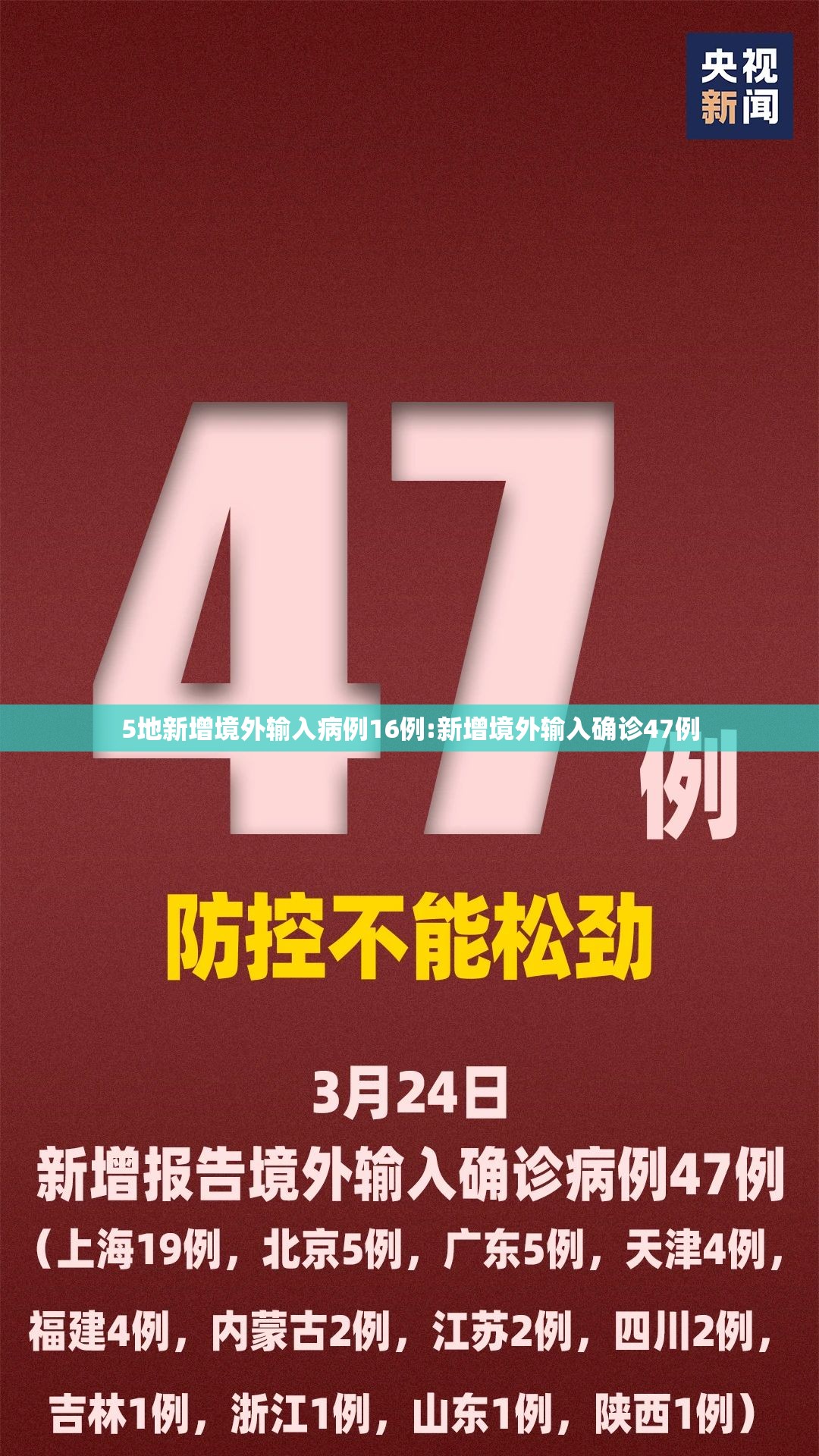 5地新增境外输入病例16例:新增境外输入确诊47例 5地新增境外输入病例16例:新增境外输入确诊47例