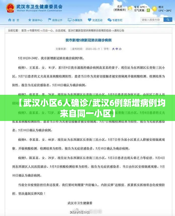 【武汉小区6人确诊/武汉6例新增病例均来自同一小区】 【武汉小区6人确诊/武汉6例新增病例均来自同一小区】