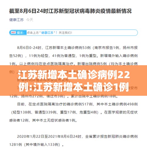江苏新增本土确诊病例22例:江苏新增本土确诊1例