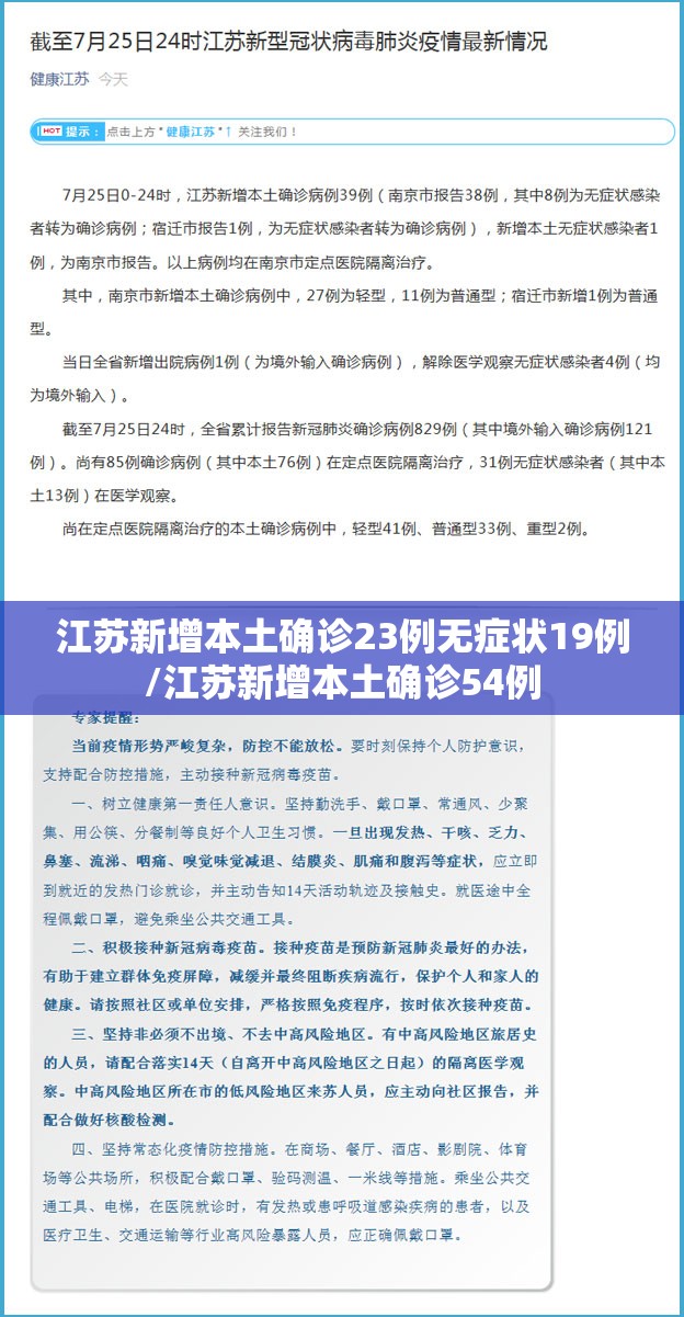 江苏新增本土确诊23例无症状19例/江苏新增本土确诊54例