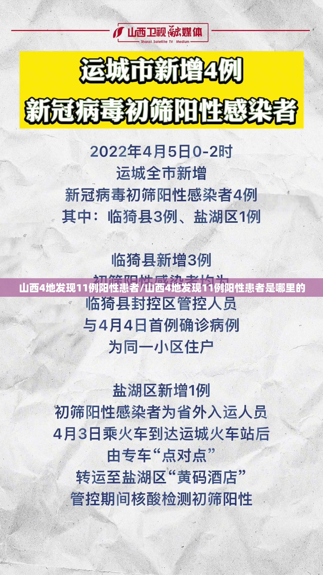 山西4地发现11例阳性患者/山西4地发现11例阳性患者是哪里的 山西4地发现11例阳性患者/山西4地发现11例阳性患者是哪里的