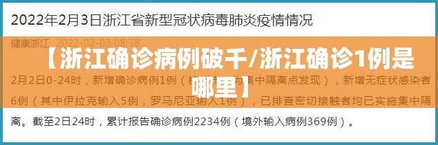 【浙江确诊病例破千/浙江确诊1例是哪里】 【浙江确诊病例破千/浙江确诊1例是哪里】