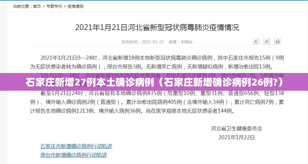 石家庄新增27例本土确诊病例(石家庄新增确诊病例26例?) 石家庄新增27例本土确诊病例(石家庄新增确诊病例26例?)