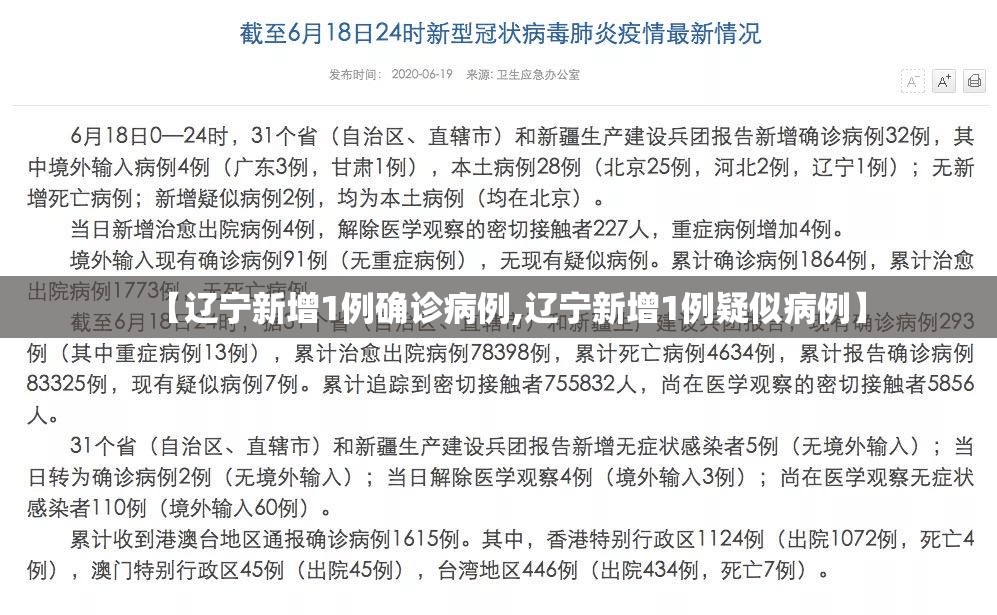 【辽宁新增1例确诊病例,辽宁新增1例疑似病例】