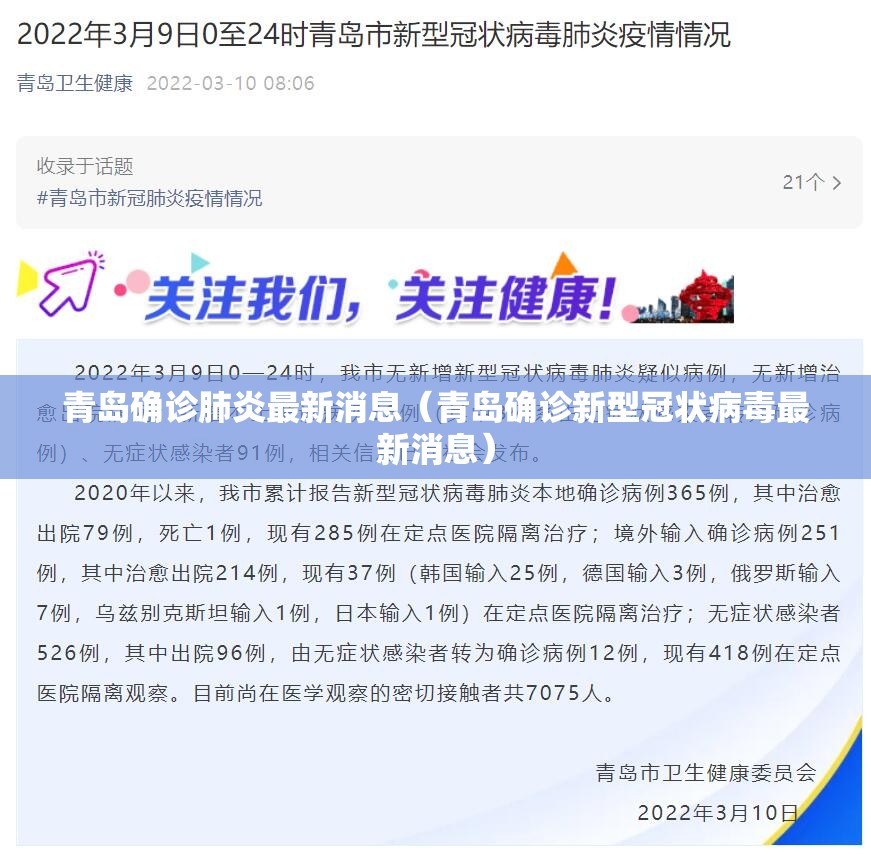 青岛确诊肺炎最新消息(青岛确诊新型冠状病毒最新消息) 青岛确诊肺炎最新消息(青岛确诊新型冠状病毒最新消息)