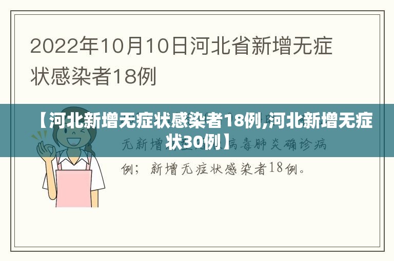 【河北新增无症状感染者18例,河北新增无症状30例】