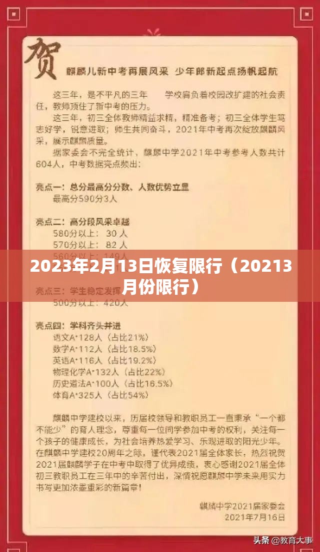 2023年2月13日恢复限行（20213月份限行）