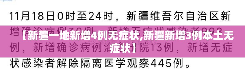 【新疆一地新增4例无症状,新疆新增3例本土无症状】 【新疆一地新增4例无症状,新疆新增3例本土无症状】