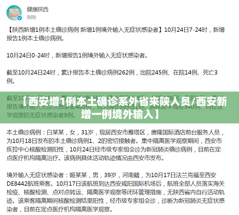 【西安增1例本土确诊系外省来陕人员/西安新增一例境外输入】
