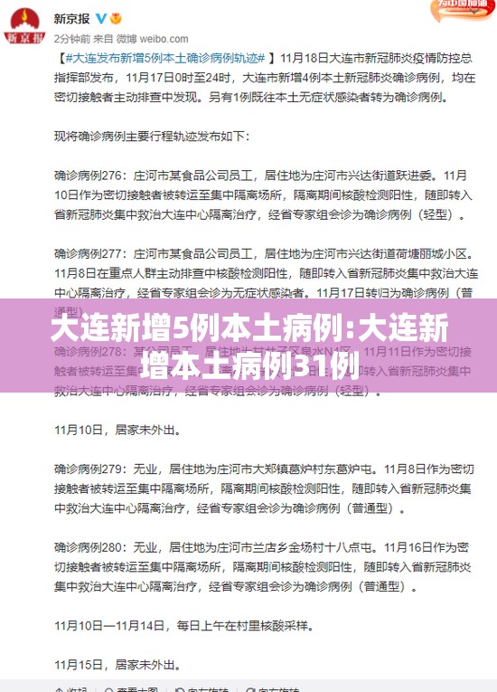 大连新增5例本土病例:大连新增本土病例31例 大连新增5例本土病例:大连新增本土病例31例