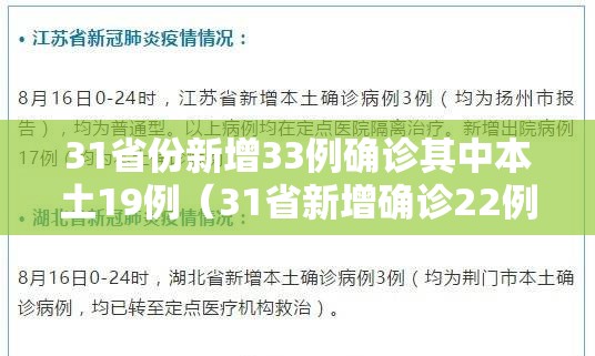 31省份新增33例确诊其中本土19例(31省新增确诊22例 其中本土8例) 31省份新增33例确诊其中本土19例(31省新增确诊22例 其中本土8例)