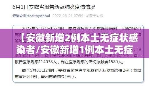 【安徽新增2例本土无症状感染者/安徽新增1例本土无症状感染者】