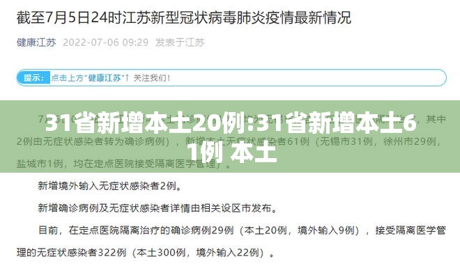 31省新增本土20例:31省新增本土61例 本土 31省新增本土20例:31省新增本土61例 本土