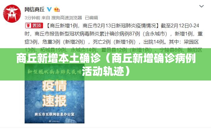 商丘新增本土确诊(商丘新增确诊病例活动轨迹) 商丘新增本土确诊(商丘新增确诊病例活动轨迹)