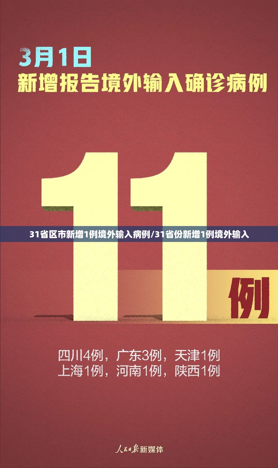31省区市新增1例境外输入病例/31省份新增1例境外输入