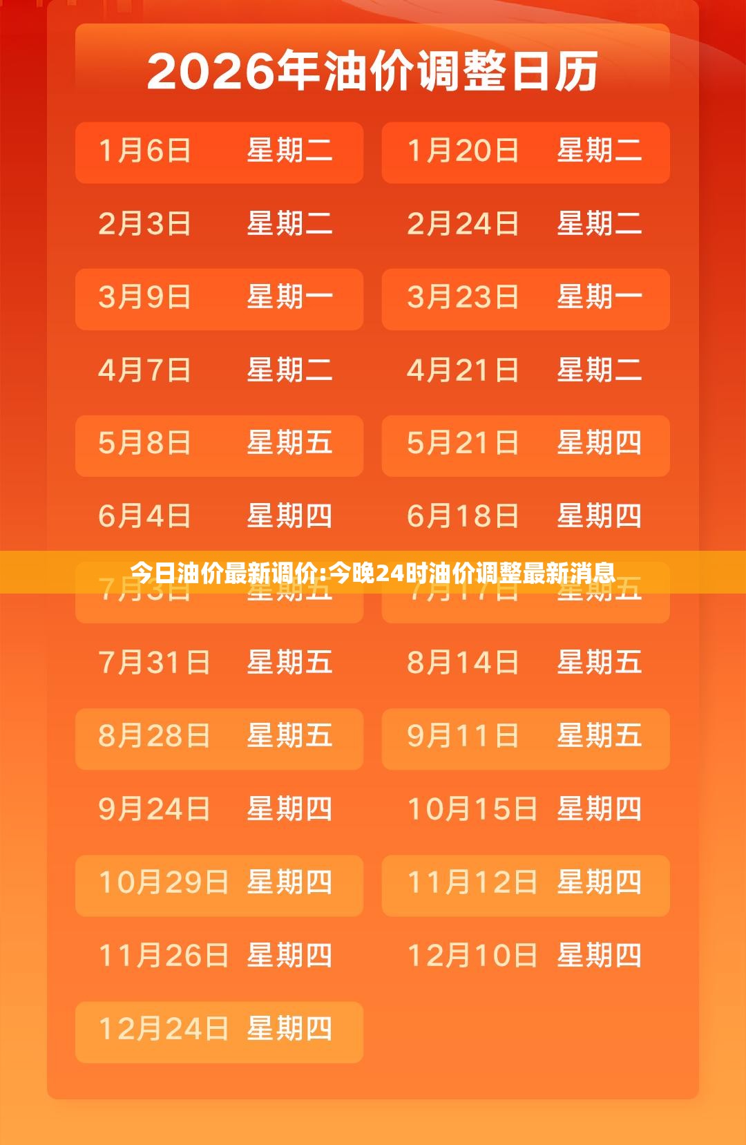 今日油价最新调价:今晚24时油价调整最新消息 今日油价最新调价:今晚24时油价调整最新消息