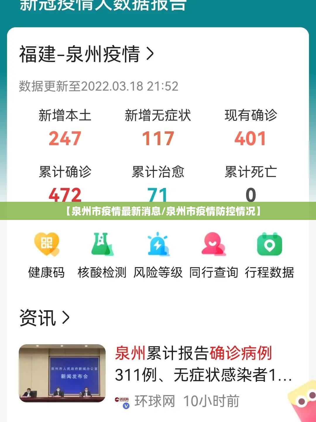 【泉州市疫情最新消息/泉州市疫情防控情况】