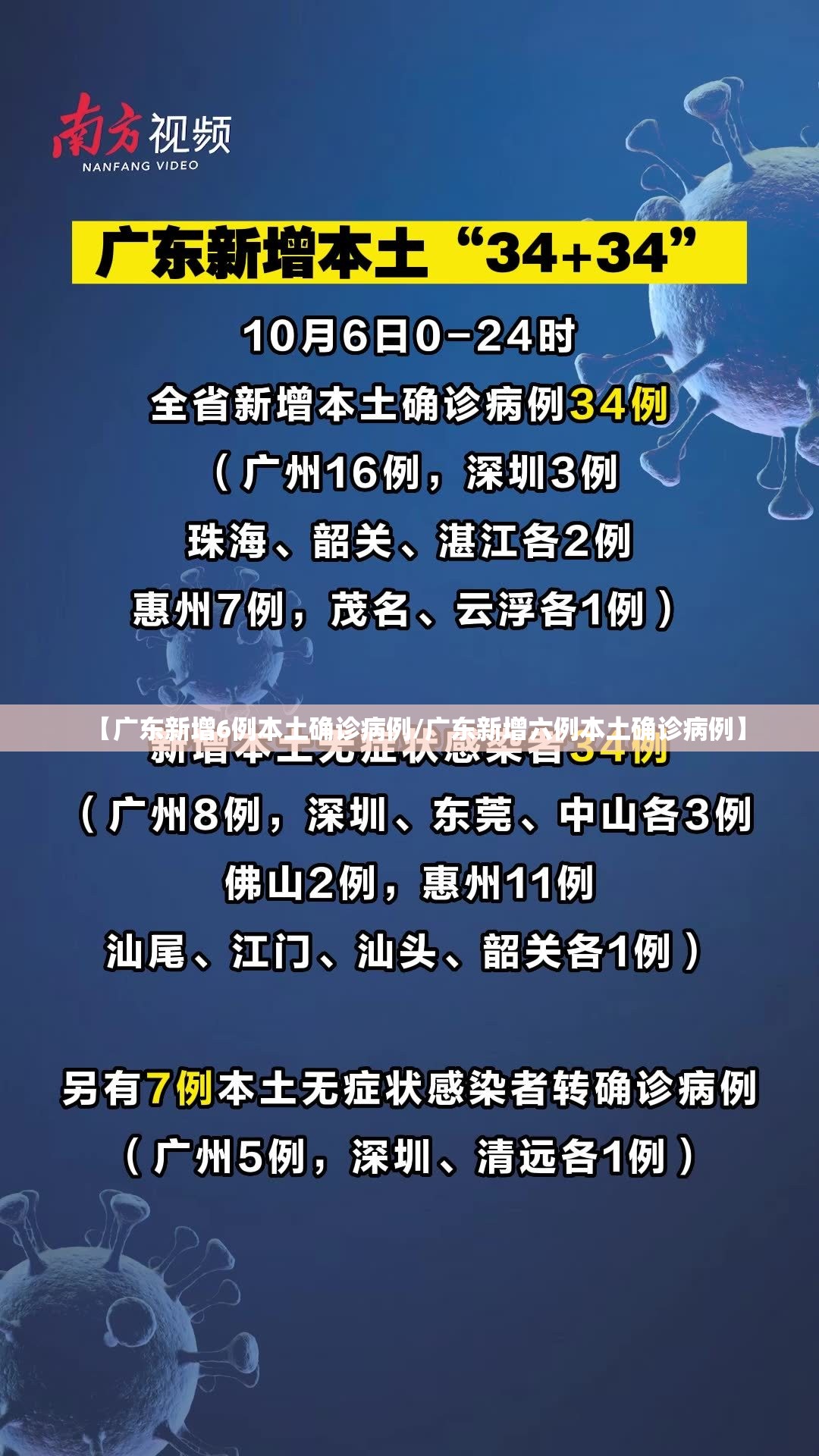 【广东新增6例本土确诊病例/广东新增六例本土确诊病例】