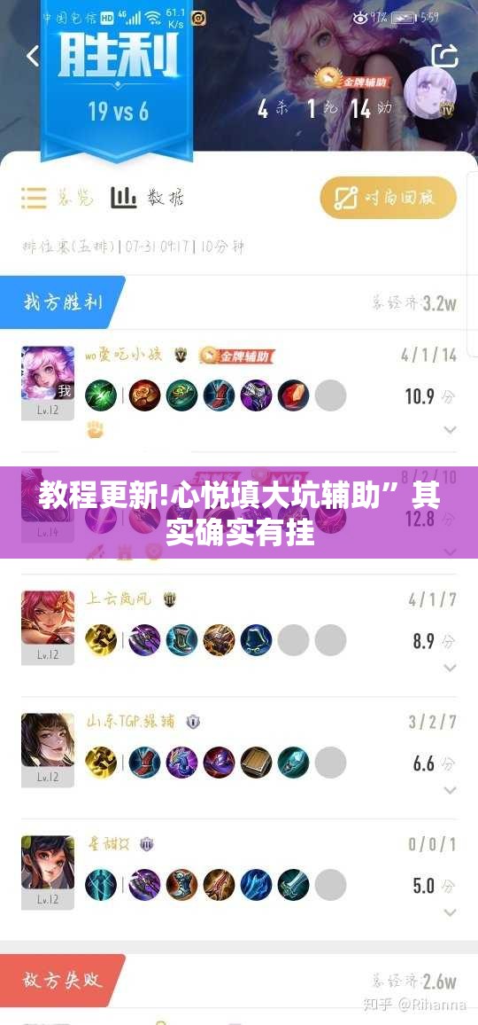 教程更新!心悦填大坑辅助”其实确实有挂