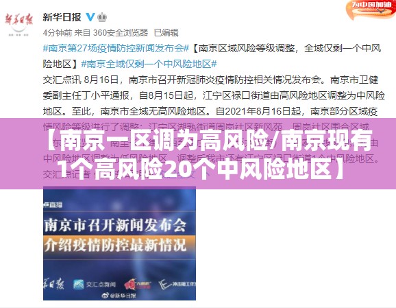 【南京一区调为高风险/南京现有1个高风险20个中风险地区】 【南京一区调为高风险/南京现有1个高风险20个中风险地区】