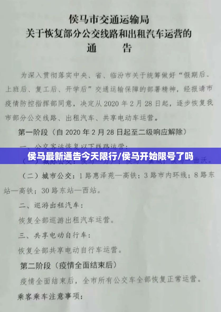 侯马最新通告今天限行/侯马开始限号了吗