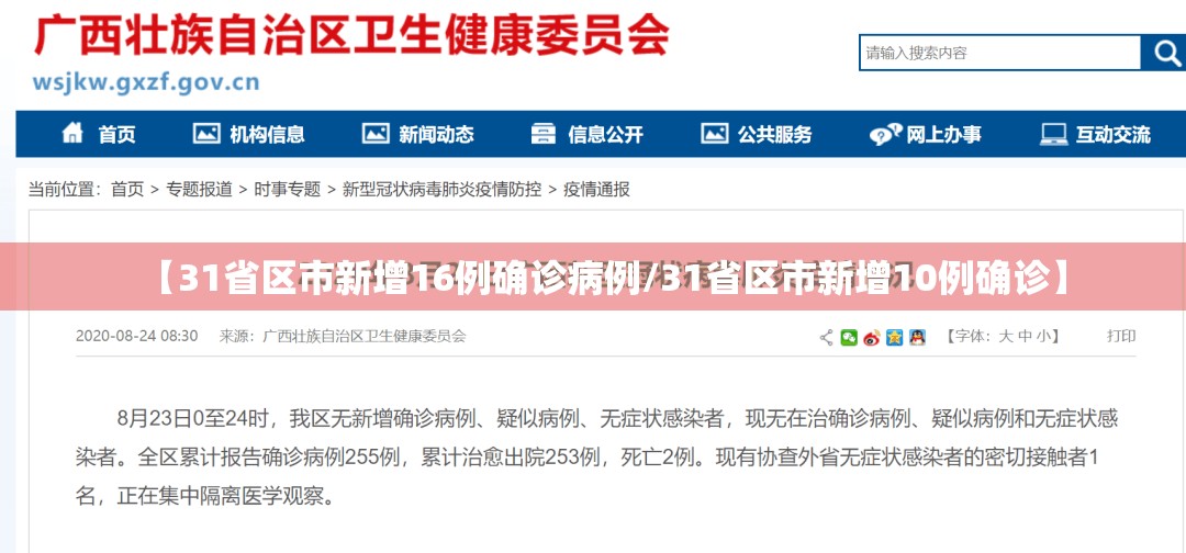 【31省区市新增16例确诊病例/31省区市新增10例确诊】 【31省区市新增16例确诊病例/31省区市新增10例确诊】