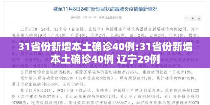 31省份新增本土确诊40例:31省份新增本土确诊40例 辽宁29例 31省份新增本土确诊40例:31省份新增本土确诊40例 辽宁29例