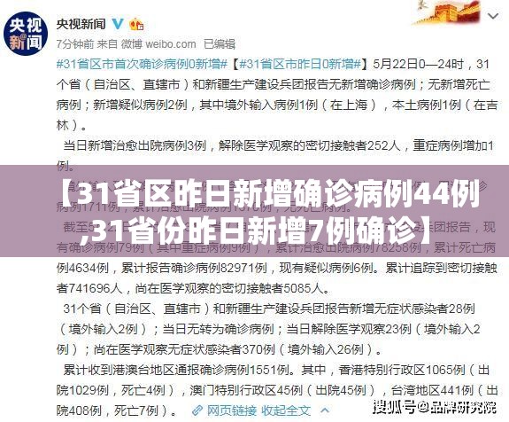 【31省区昨日新增确诊病例44例,31省份昨日新增7例确诊】