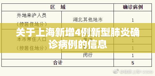 关于上海新增4例新型肺炎确诊病例的信息 关于上海新增4例新型肺炎确诊病例的信息