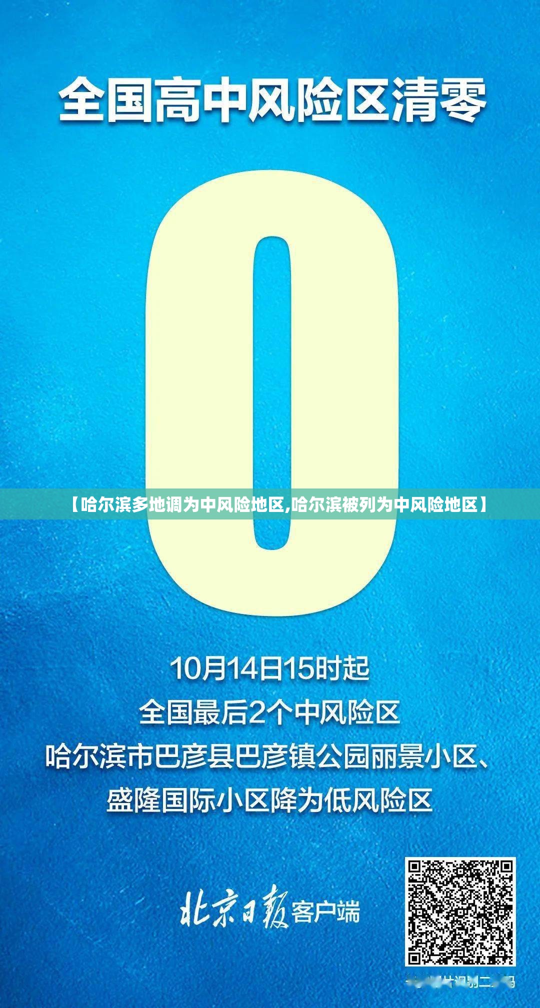【哈尔滨多地调为中风险地区,哈尔滨被列为中风险地区】