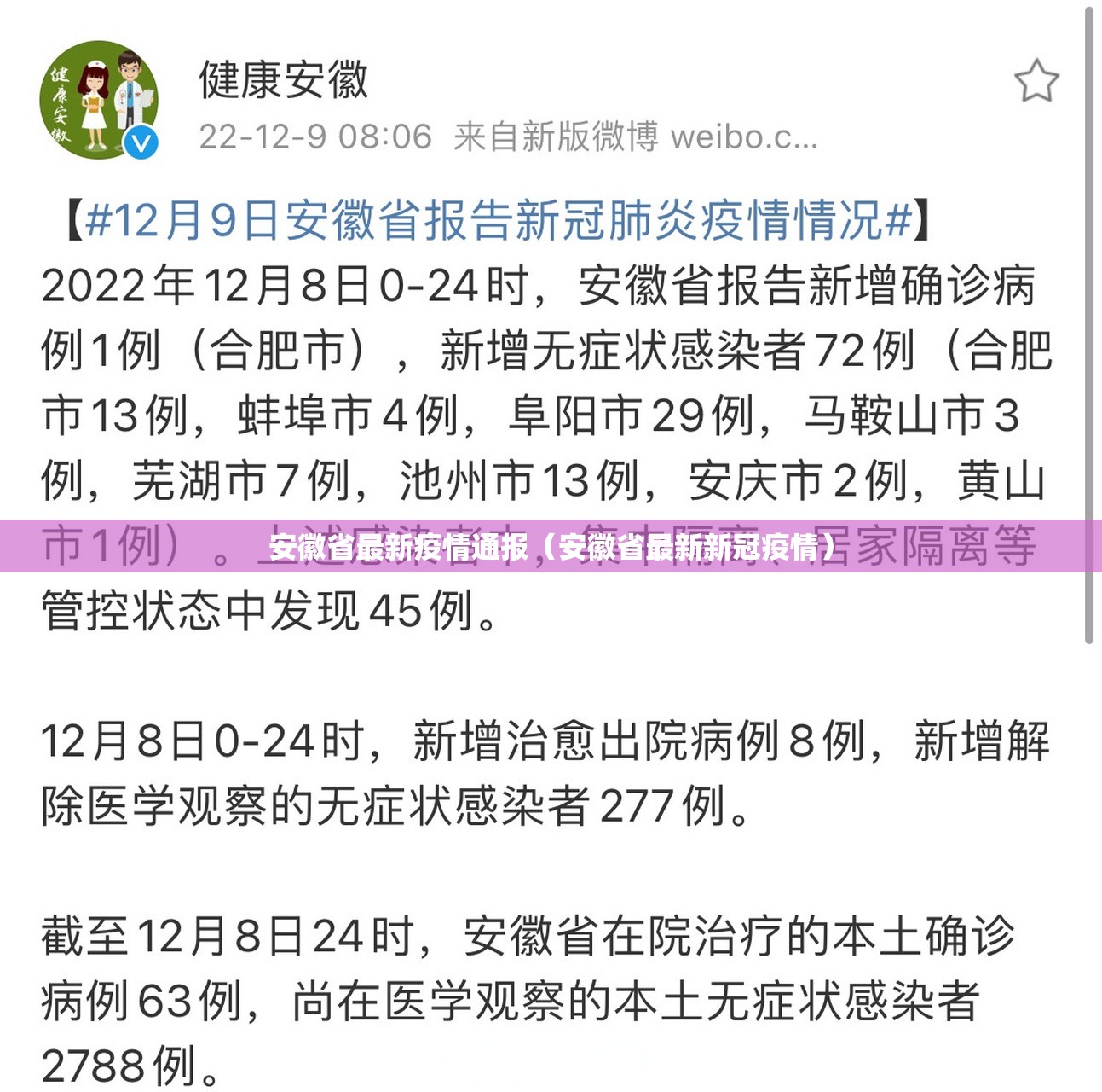 安徽省最新疫情通报（安徽省最新新冠疫情）