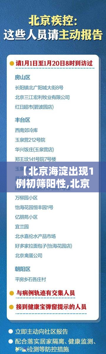 【北京海淀出现1例初筛阳性,北京海淀一例患者轨迹】
