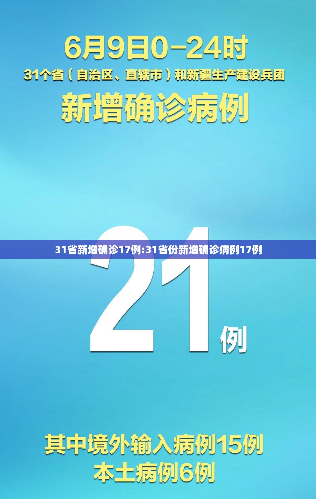 31省新增确诊17例:31省份新增确诊病例17例