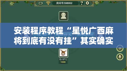 安装程序教程“星悦广西麻将到底有没有挂”其实确实有挂