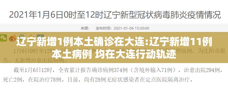 辽宁新增1例本土确诊在大连:辽宁新增11例本土病例 均在大连行动轨迹