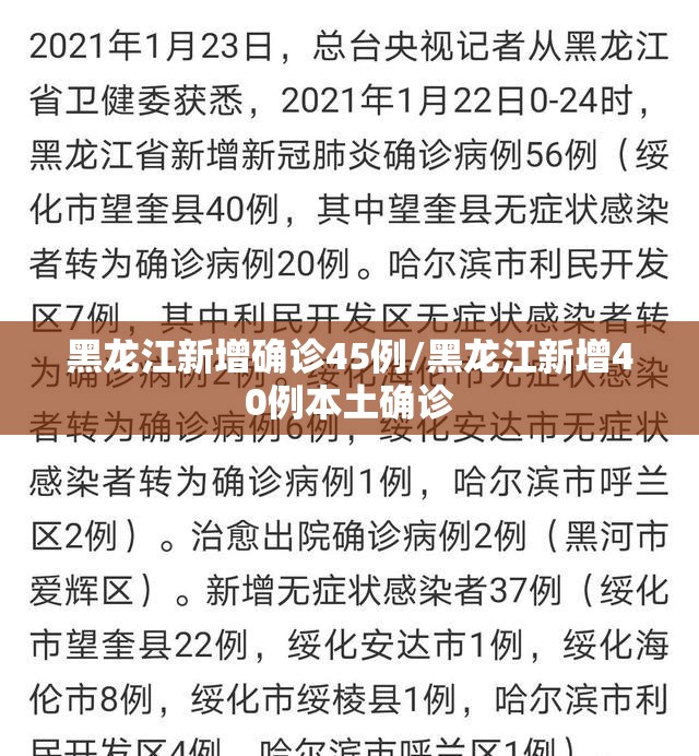 黑龙江新增确诊45例/黑龙江新增40例本土确诊