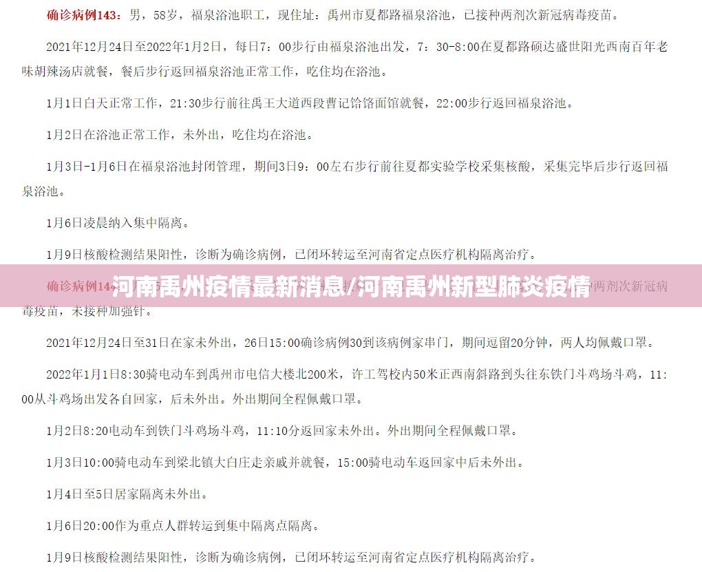 河南禹州疫情最新消息/河南禹州新型肺炎疫情