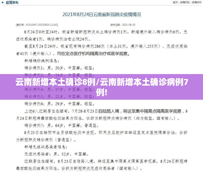 云南新增本土确诊8例/云南新增本土确诊病例7例! 云南新增本土确诊8例/云南新增本土确诊病例7例!
