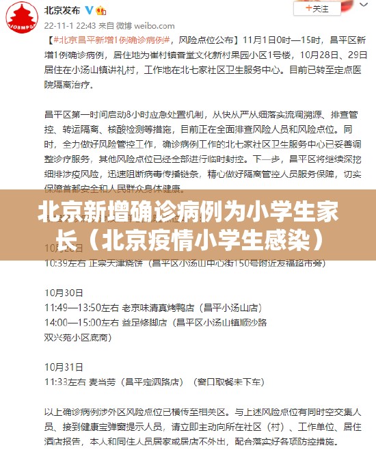 北京新增确诊病例为小学生家长(北京疫情小学生感染) 北京新增确诊病例为小学生家长(北京疫情小学生感染)