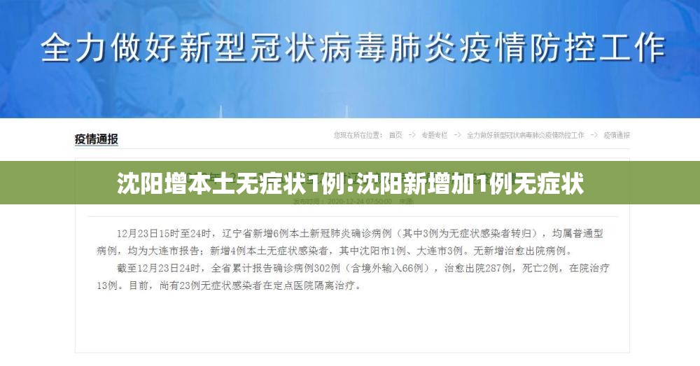 沈阳增本土无症状1例:沈阳新增加1例无症状
