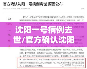 沈阳一号病例去世/官方确认沈阳一号病例离世
