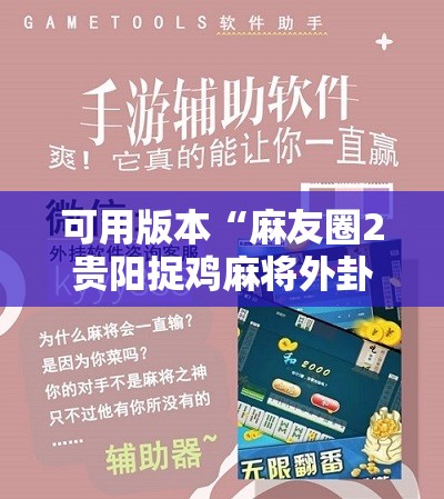 可用版本“麻友圈2贵阳捉鸡麻将外卦神器下载安装”开挂辅助脚本+详细开挂安装教程