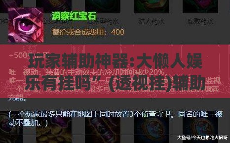 玩家辅助神器:大懒人娱乐有挂吗”(透视挂)辅助透视教程