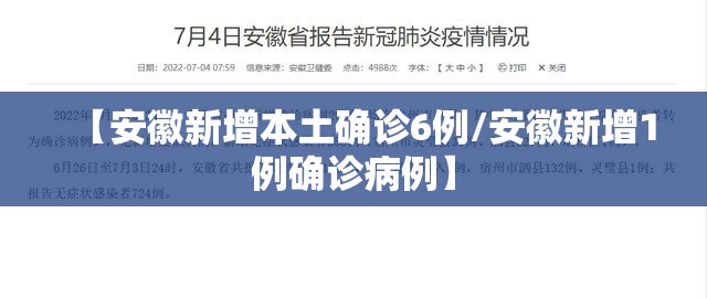 【安徽新增本土确诊6例/安徽新增1例确诊病例】 【安徽新增本土确诊6例/安徽新增1例确诊病例】
