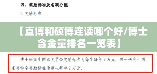【直博和硕博连读哪个好/博士含金量排名一览表】 【直博和硕博连读哪个好/博士含金量排名一览表】