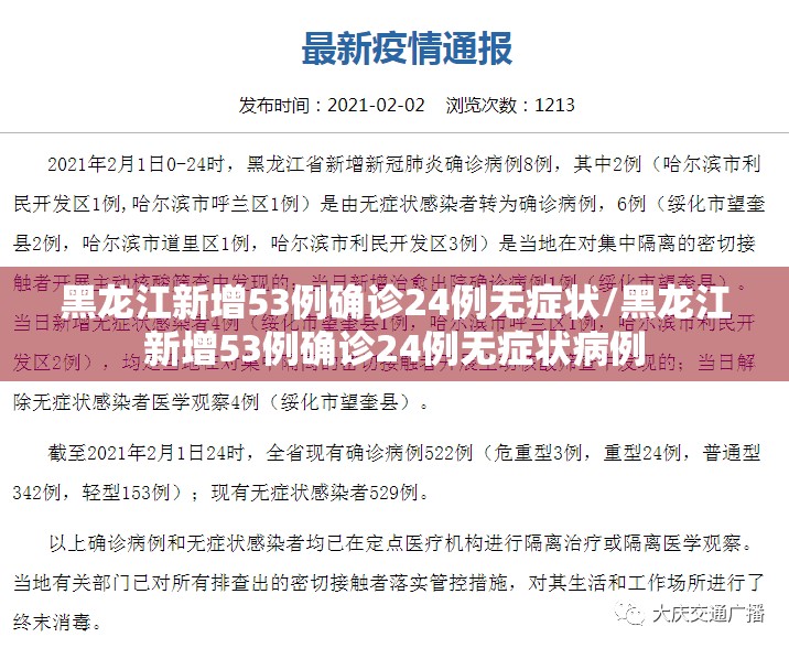 黑龙江新增53例确诊24例无症状/黑龙江新增53例确诊24例无症状病例 黑龙江新增53例确诊24例无症状/黑龙江新增53例确诊24例无症状病例