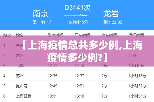 【上海疫情总共多少例,上海疫情多少例?】