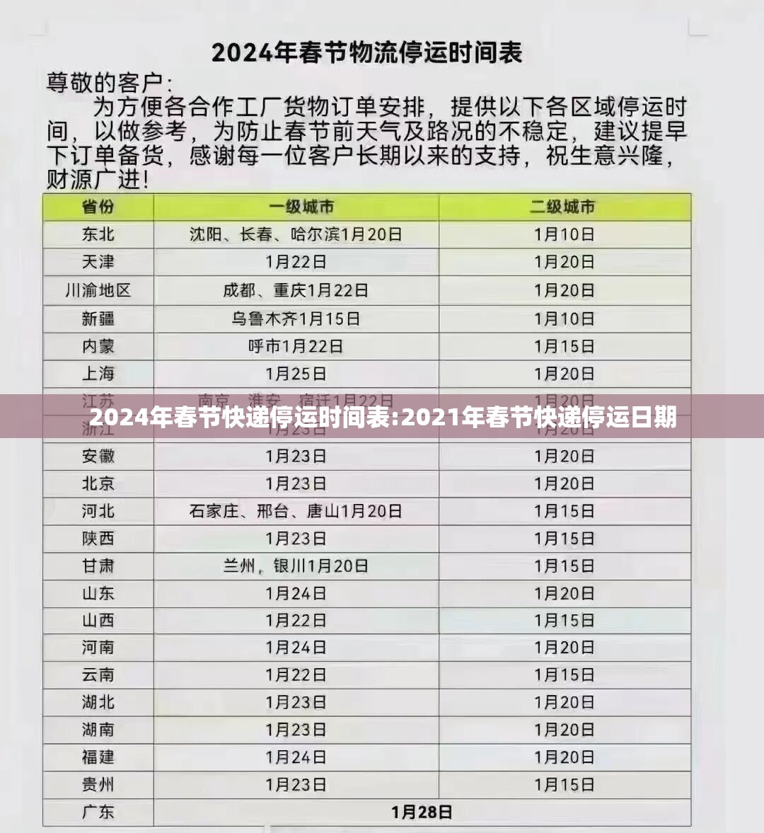 2024年春节快递停运时间表:2021年春节快递停运日期 2024年春节快递停运时间表:2021年春节快递停运日期